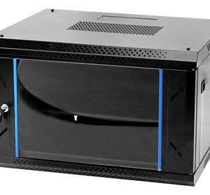 Rack Mural 6 Unidades 19 Pulgadas Con Fondo Gabinete Color Negro RACK-MURAL-600X450X6U